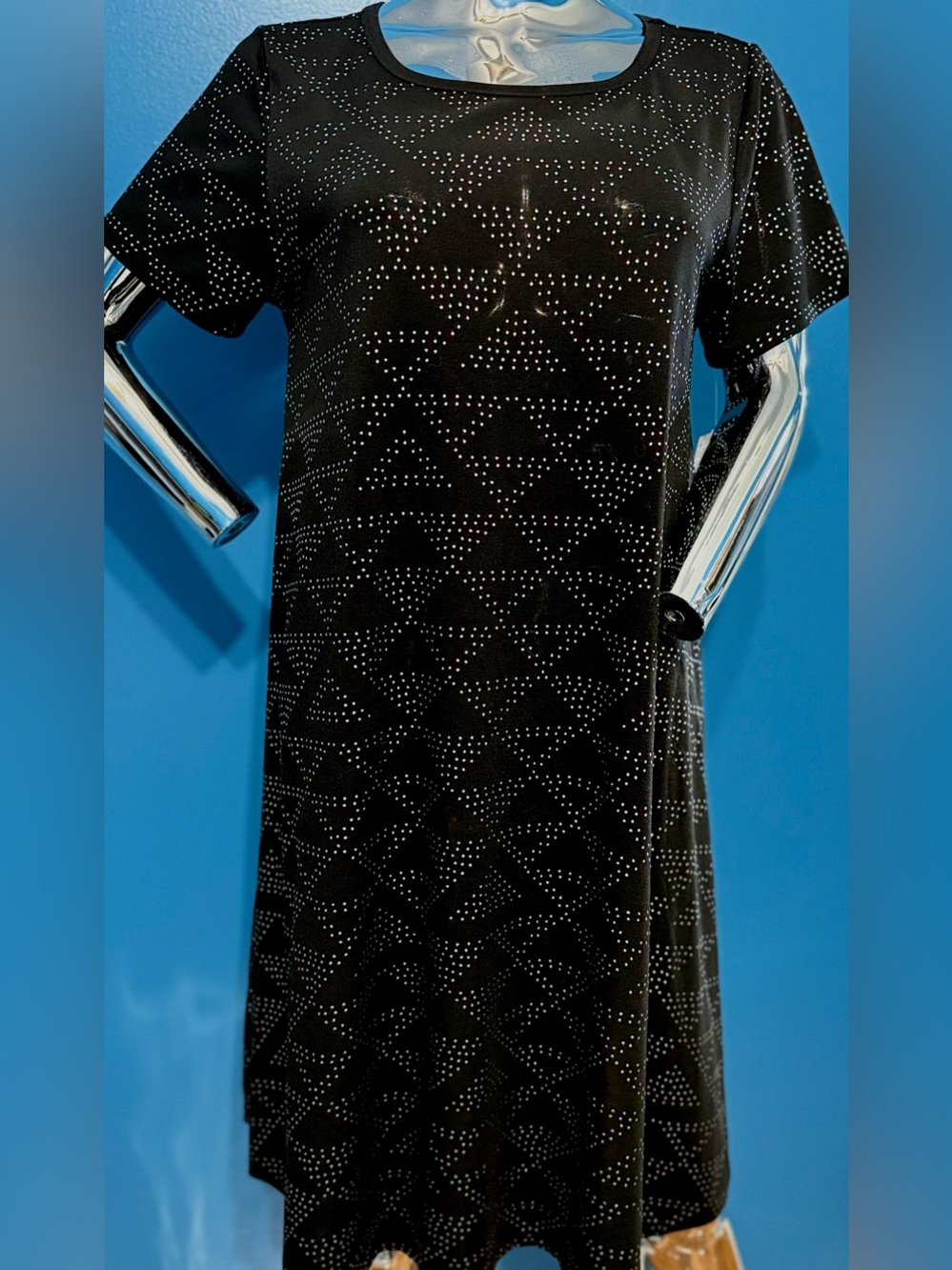 LuLaRoe Black Midi Dress with Silver Stud Pattern